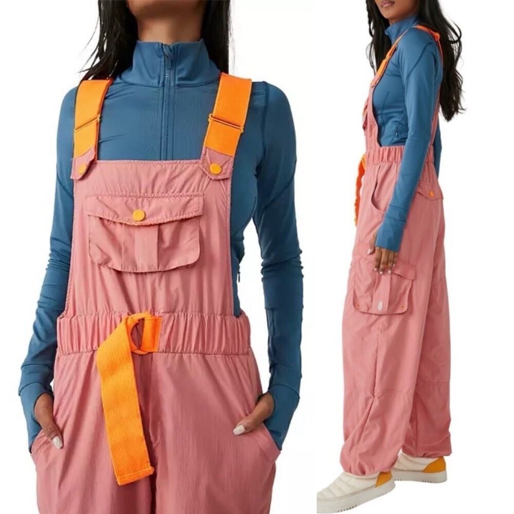 New Free People Movement Morning Meadow  Jumpsuit In Matte Rose Combo S